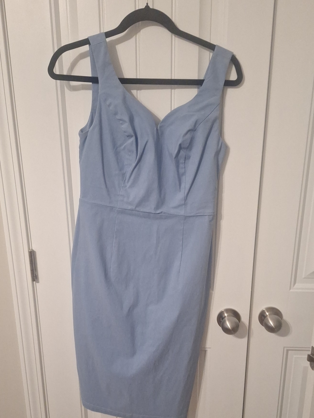 Grace Karin Light Blue Sleeveless Sheath Midi Dress
